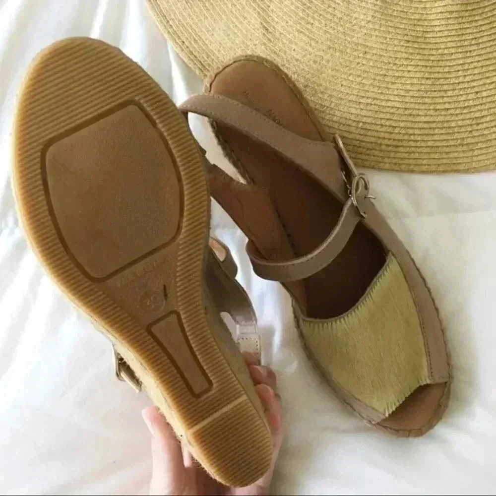 Anthropoloie New Naguisa Leather Espadrille Wedge